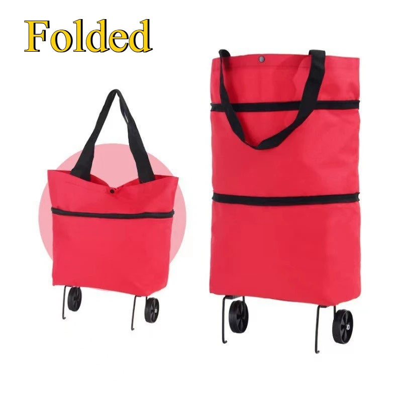 Portable Shopping Bag - Foldable Trolley with Wheels