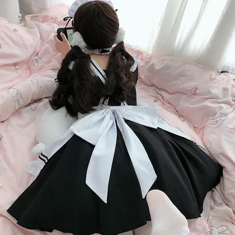 Black Pink Lolita Maid Costume - Cute Girls Women Cosplay Outfit