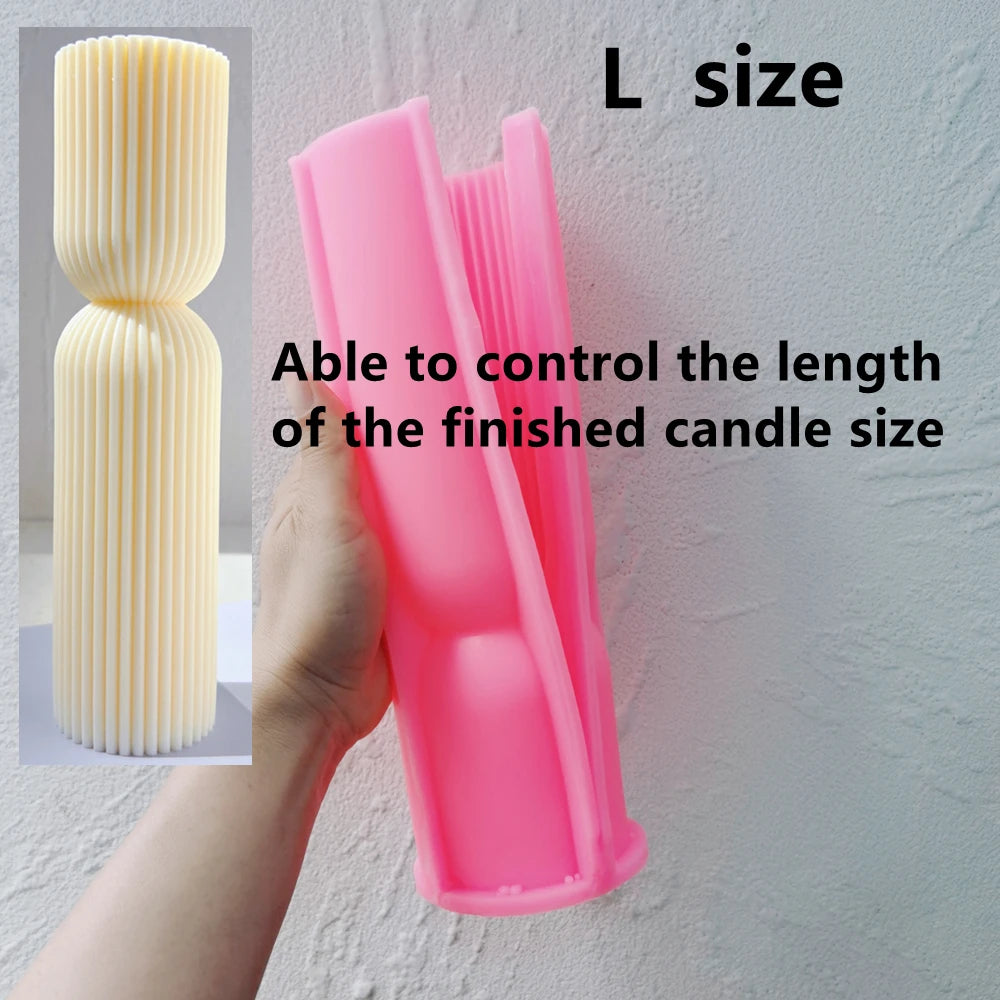 6 Designs Ribbed Pillar Candle Mold - Geometric Silicone Mold