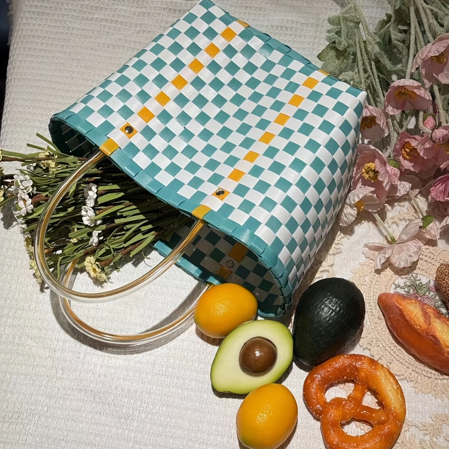 Woven Camping Tote Bag - Picnic & Beach Vegetable Basket