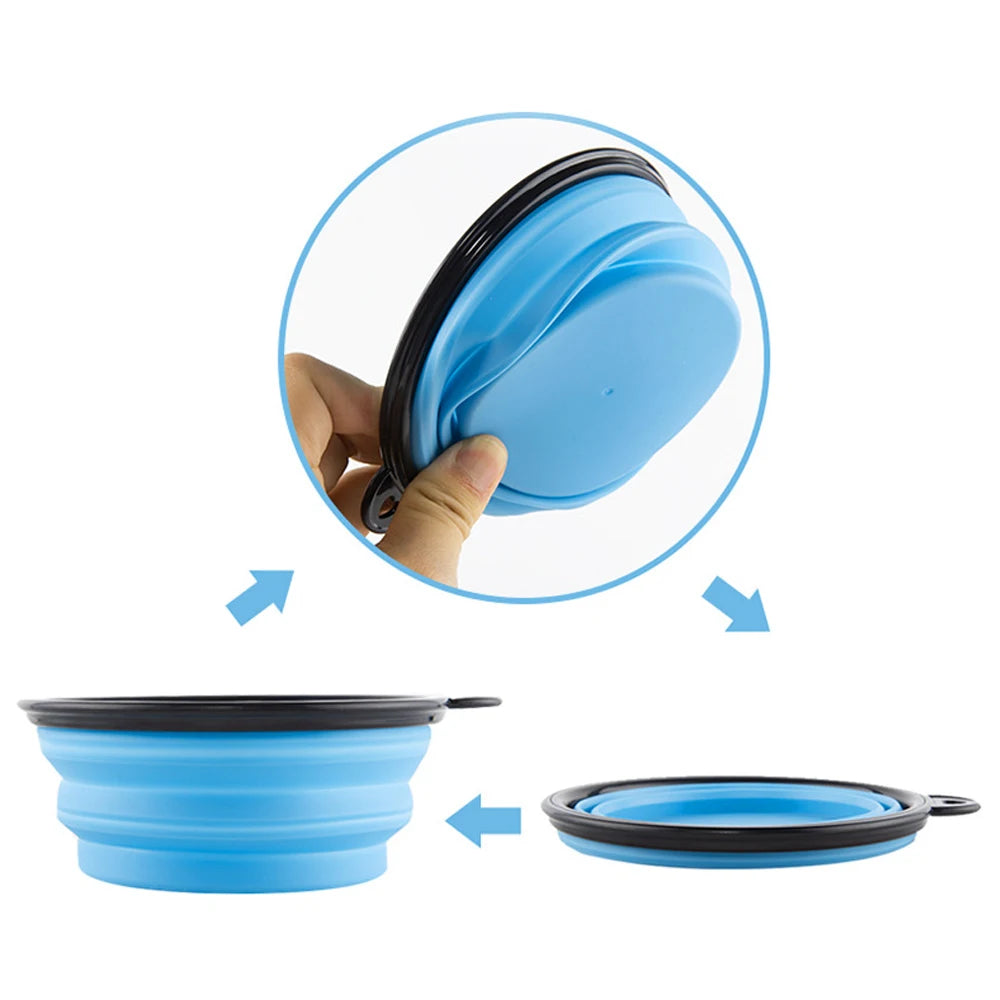 350ml Folding Pet Bowl - Portable Travel Dog & Cat Bowl with Keychain