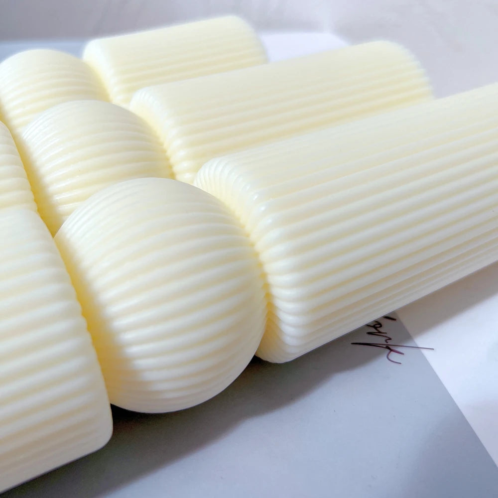 6 Designs Ribbed Pillar Candle Mold - Geometric Silicone Mold