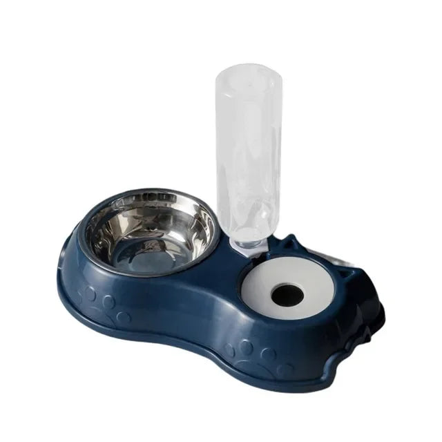 3-in-1 Stainless Steel Pet Feeder - Dog & Cat Food and Water Bowl