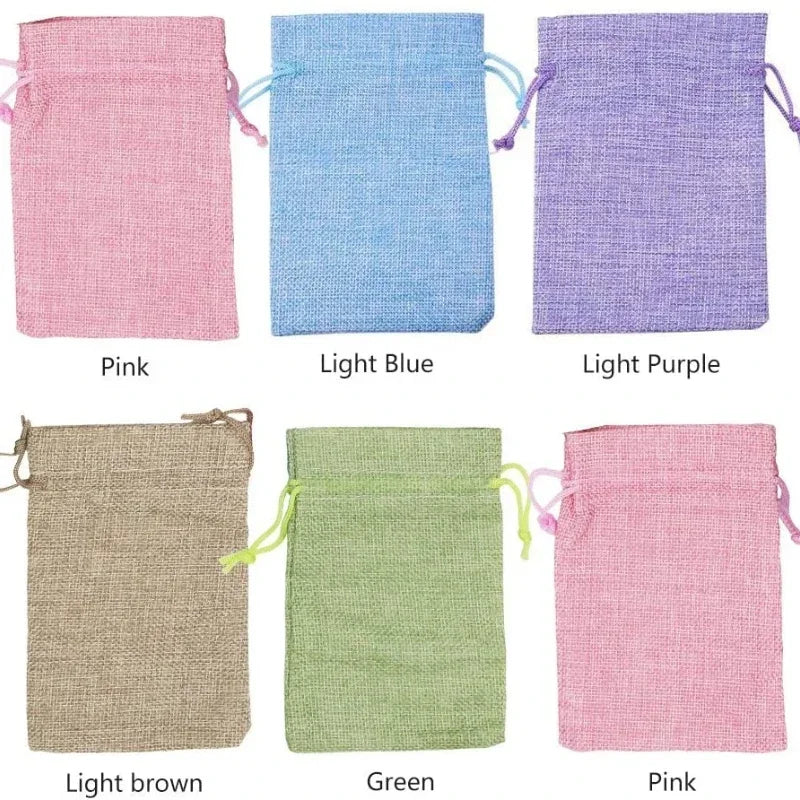 10Pcs Jute Natural Burlap Bag - Multi-Size Jewelry & Gift Bags