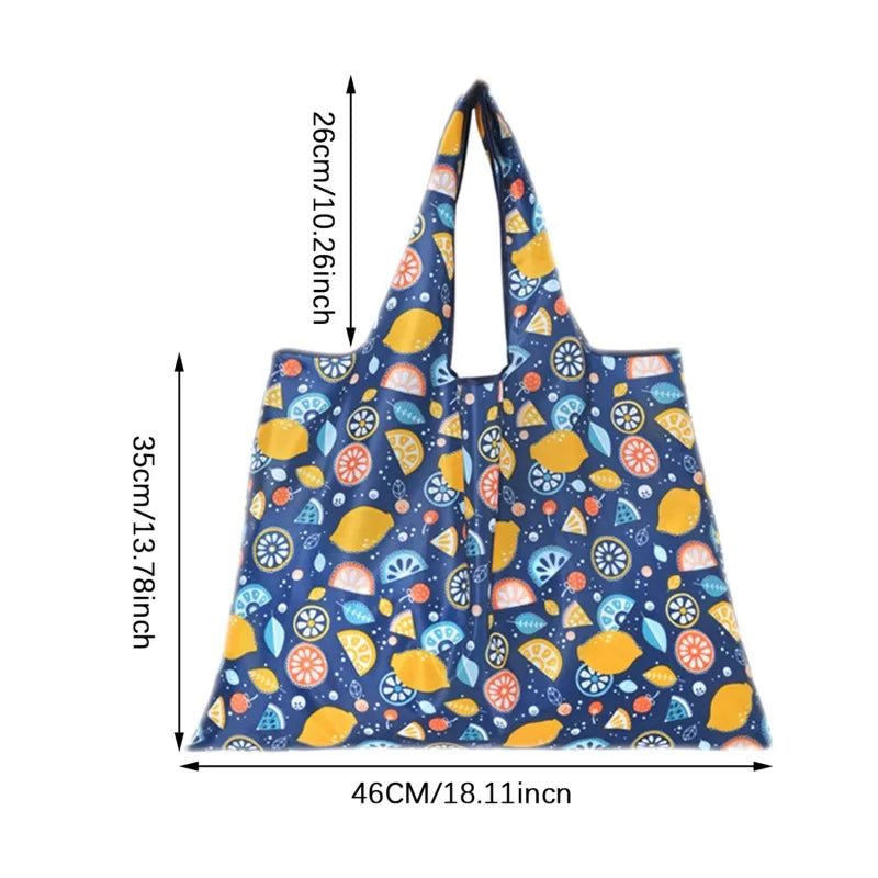 Reusable Grocery Bags - Large Washable Foldable Nylon Handbags