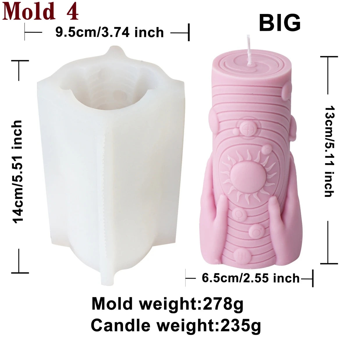 3D Moon Phase Candle Mold - Zodiac Pillar Candle Making Tool