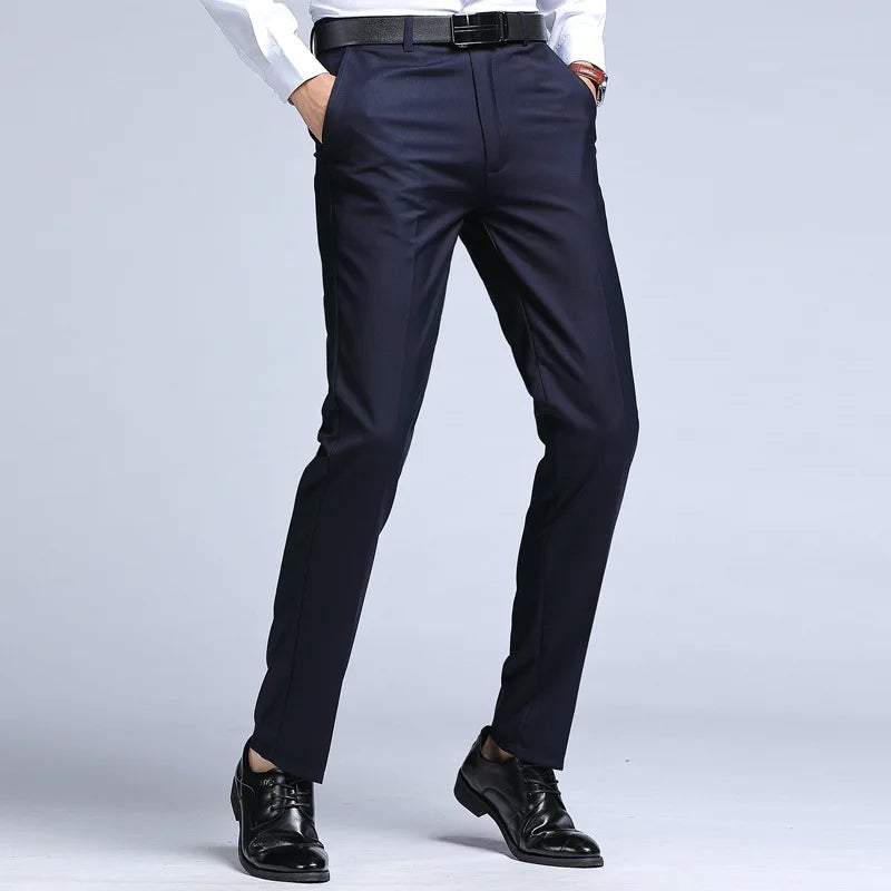 Men's Straight Slim Suit Pants - Formal Trousers
