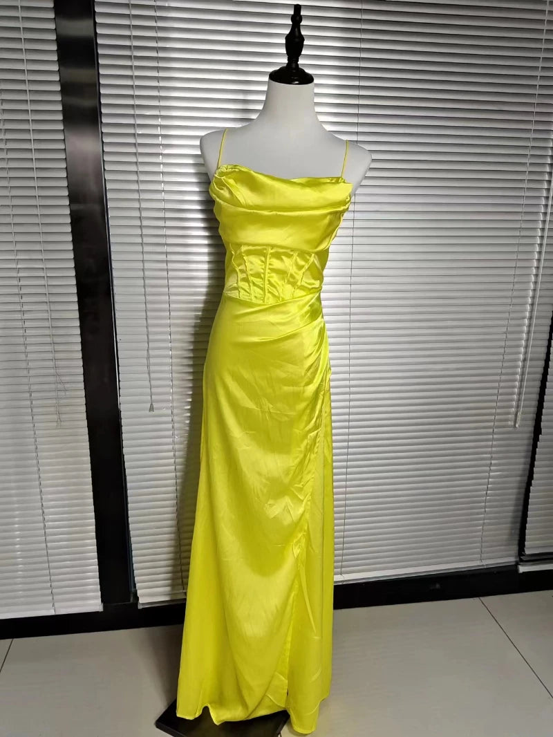 Sexy Green Halter Split Long Dress - Party & Evening Gown