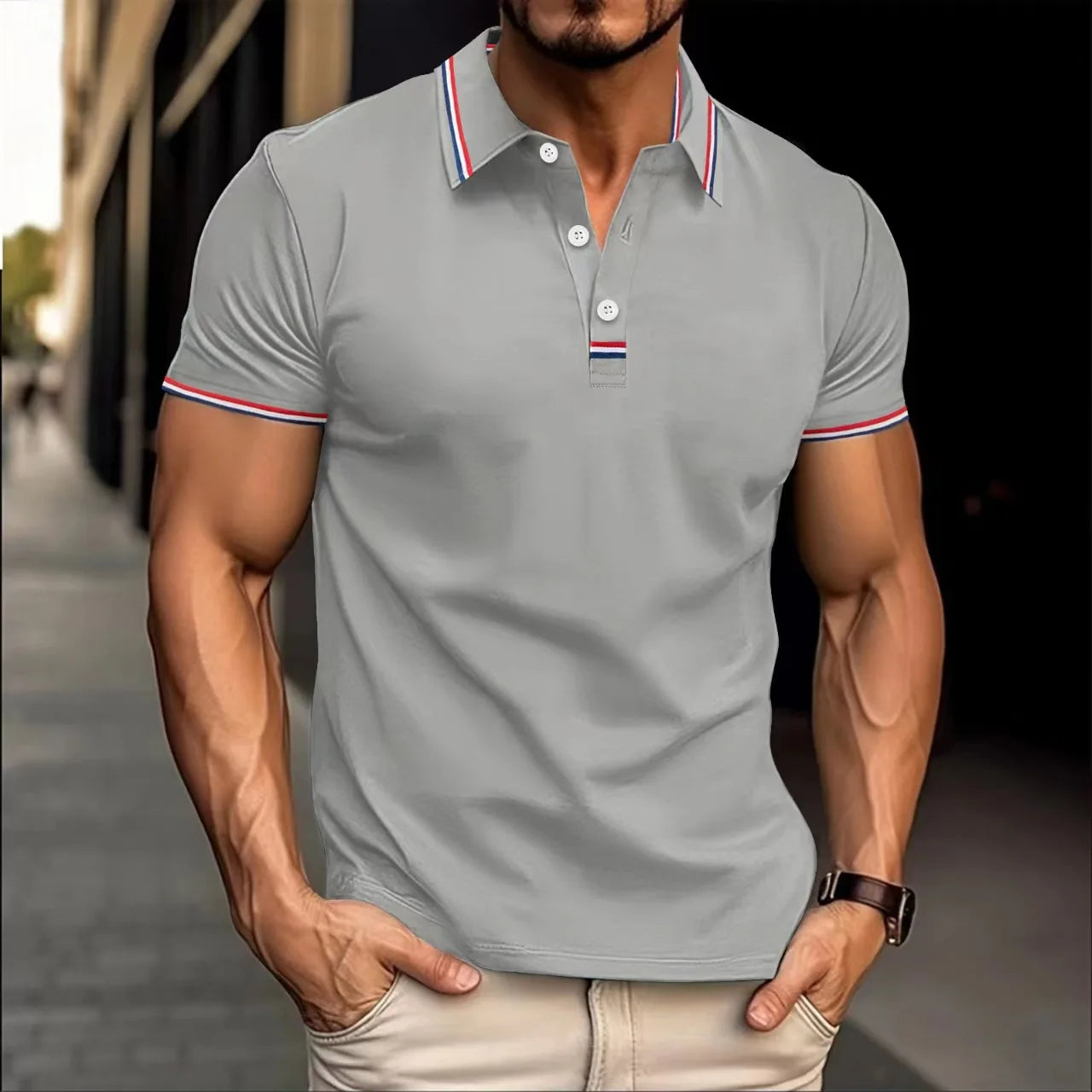 Men's Colorful Striped Polo Shirt - Casual & Office Wear
