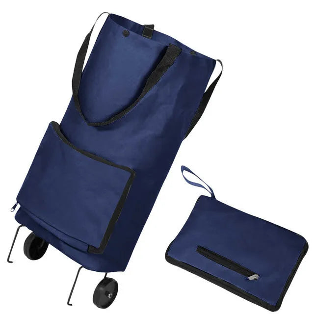 Portable Grocery Tug Bag with Wheels & PVC Tote