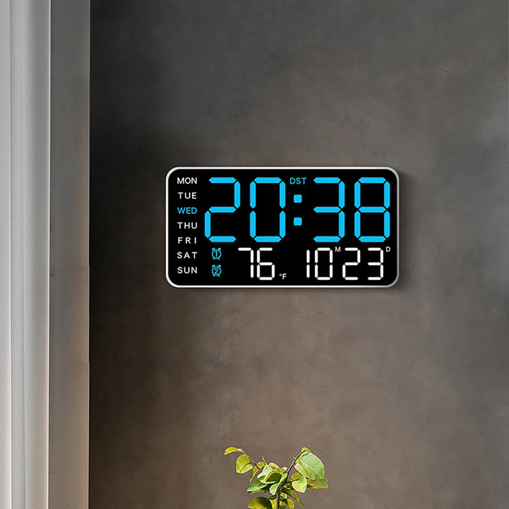 Large Digital Wall Clock - Voice Control Alarm Clock with Temperature Display