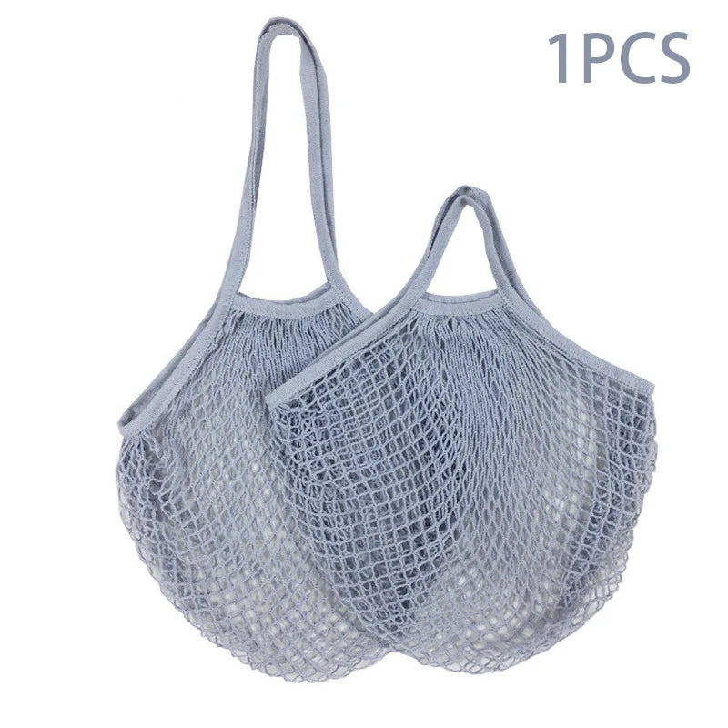 Portable Reusable Grocery Bags - Cotton Mesh String Shopping Tote