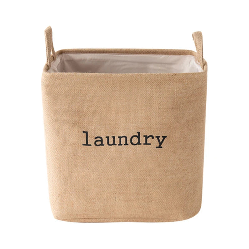Jute Cloth Art Foldable Laundry Basket - Large Capacity Storage