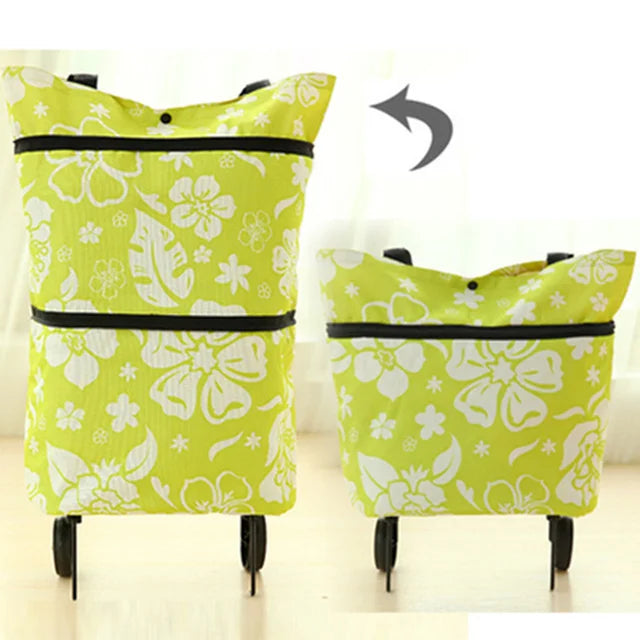 Portable Grocery Tug Bag with Wheels & PVC Tote