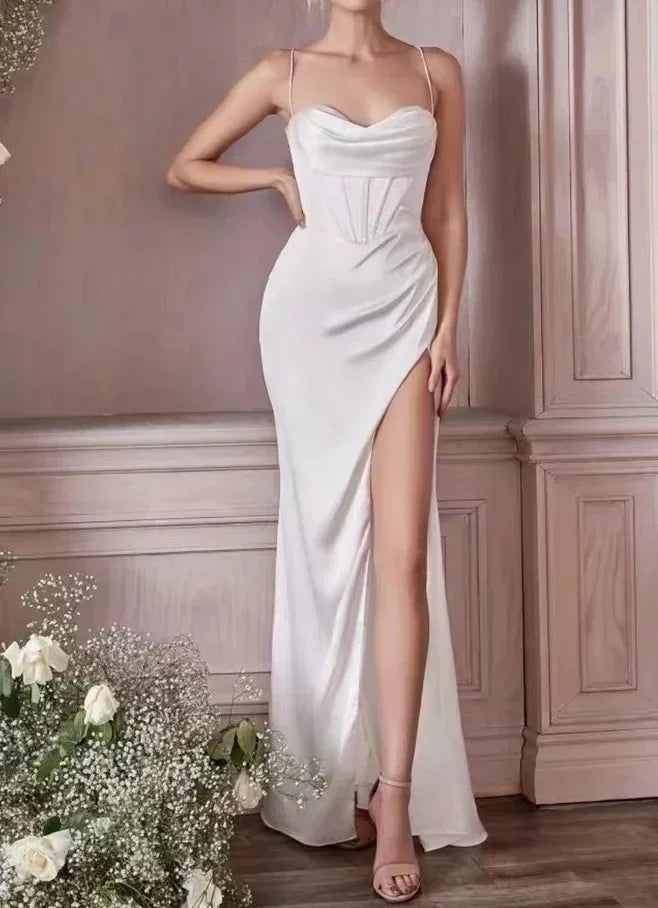 Sexy Green Halter Split Long Dress - Party & Evening Gown