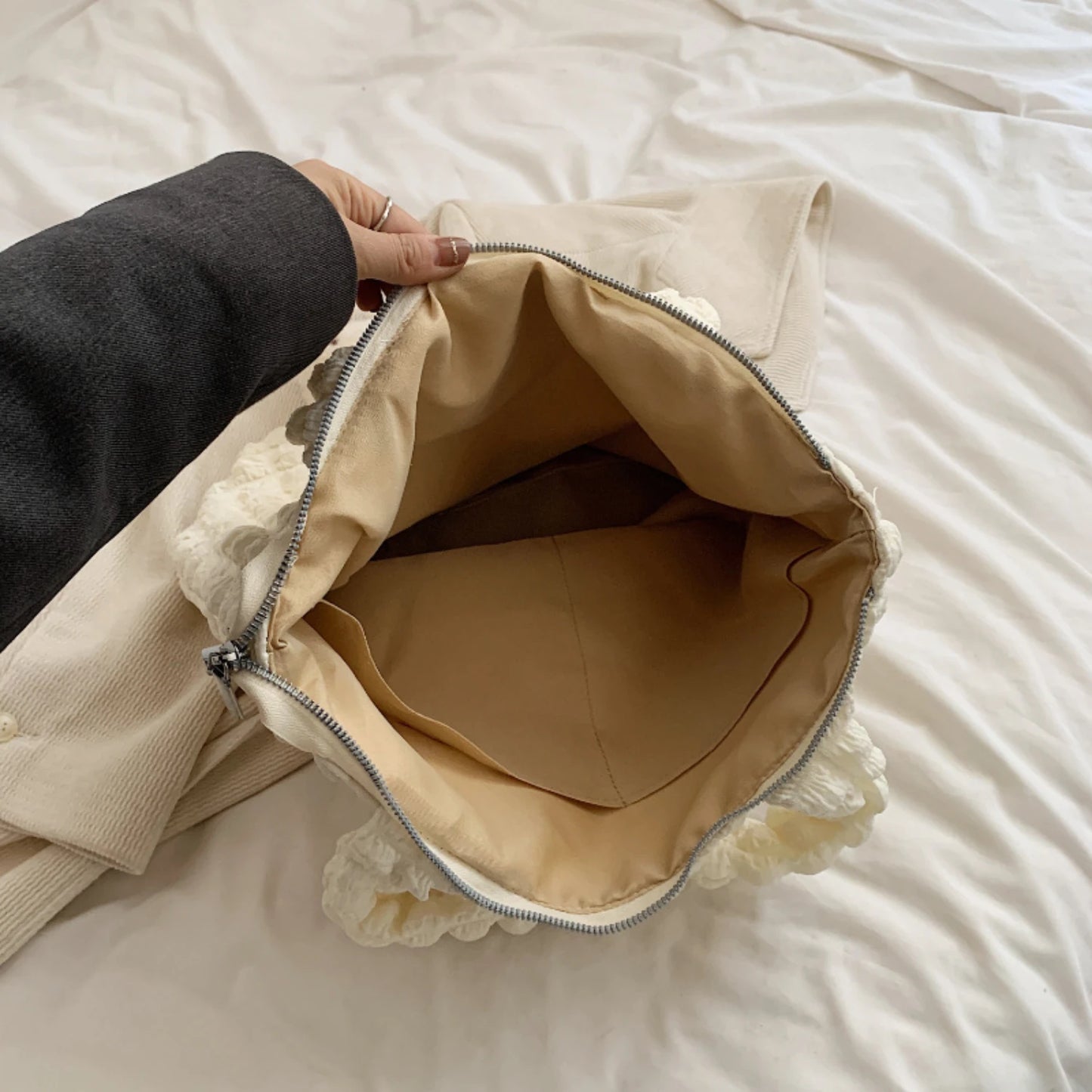 Ruched Tote Bag | Pleated Shoulder Bag | Bubble Handbag - Fashion for Women