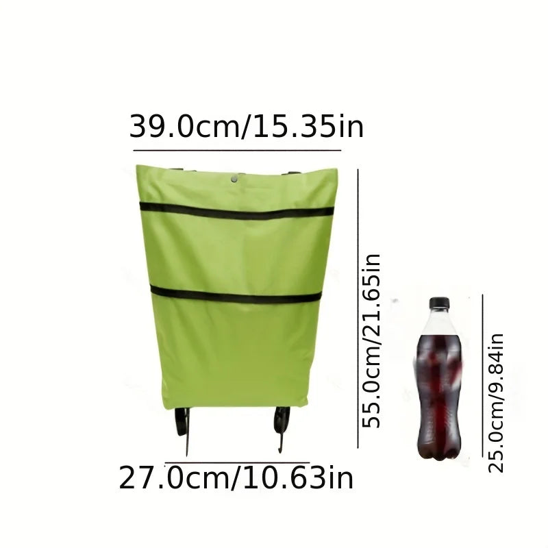 Portable Shopping Bag - Foldable Trolley with Wheels
