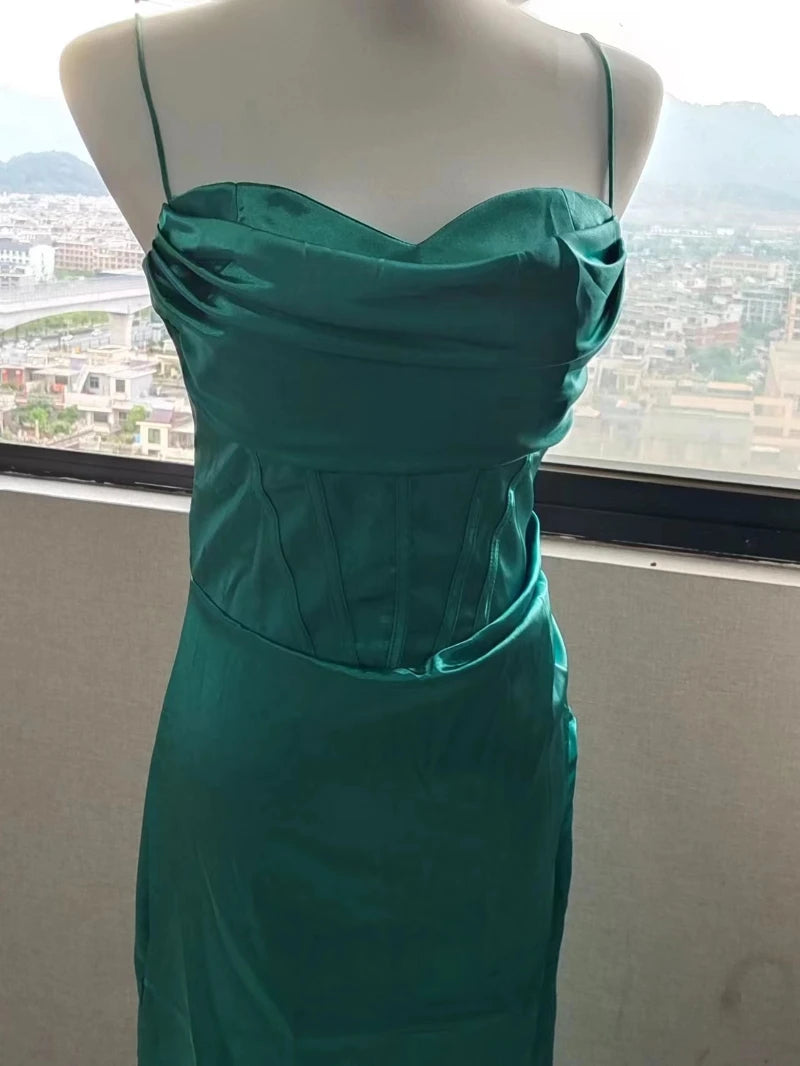 Sexy Green Halter Split Long Dress - Party & Evening Gown