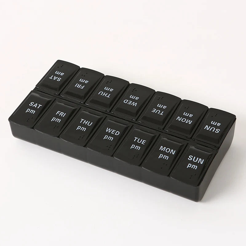7-Day Travel Pill Organizer with 14 Grids - Compact & Portable