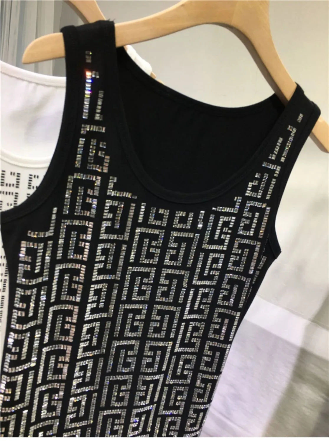 Diamonds Oversized Camisole - Ladies O-Neck Sleeveless Top