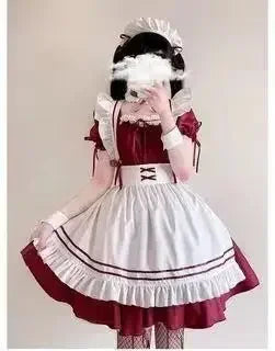 Black Pink Lolita Maid Costume - Cute Girls Women Cosplay Outfit