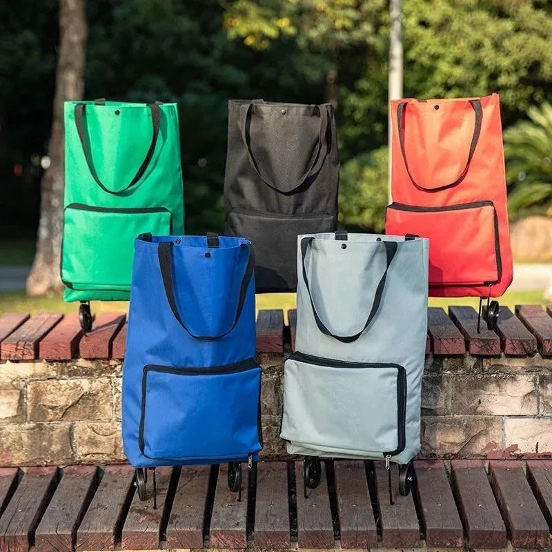 Portable Grocery Tug Bag with Wheels & PVC Tote