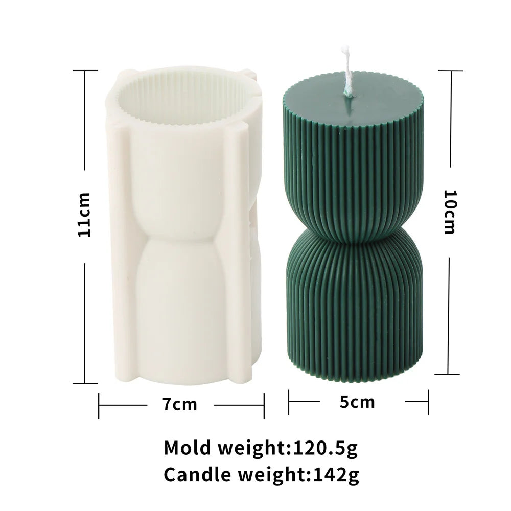 Stripe Pillar Candle Mold - Silicone Ribbed Conical DIY Mold