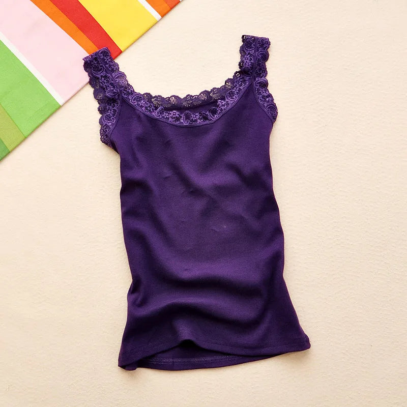 Summer Top Women Sleeveless Lace Tank Top - Sexy Women's Vest Tops