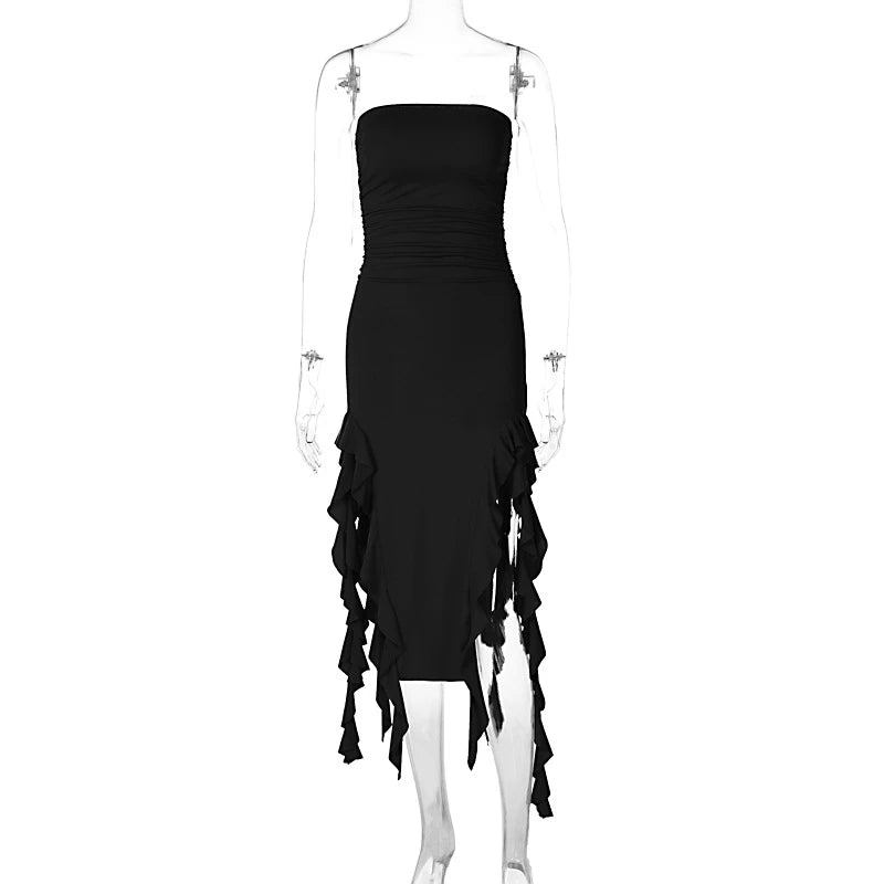 Sexy Tassel Fairy Dress - Aesthetic Tube Top Irregular Midi Dress