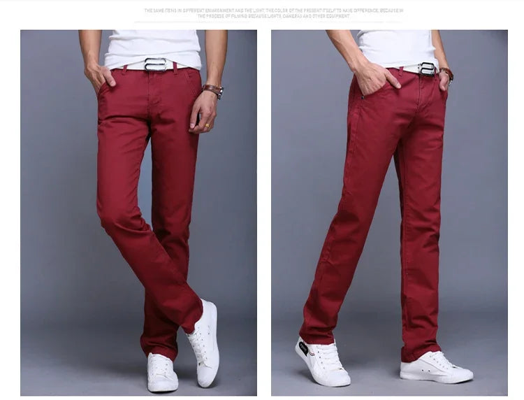 New Spring Casual Pants - Men's Straight Fit Stretch Chino Trousers