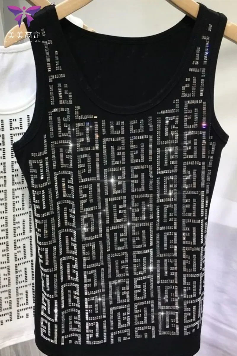 Diamonds Oversized Camisole - Ladies O-Neck Sleeveless Top