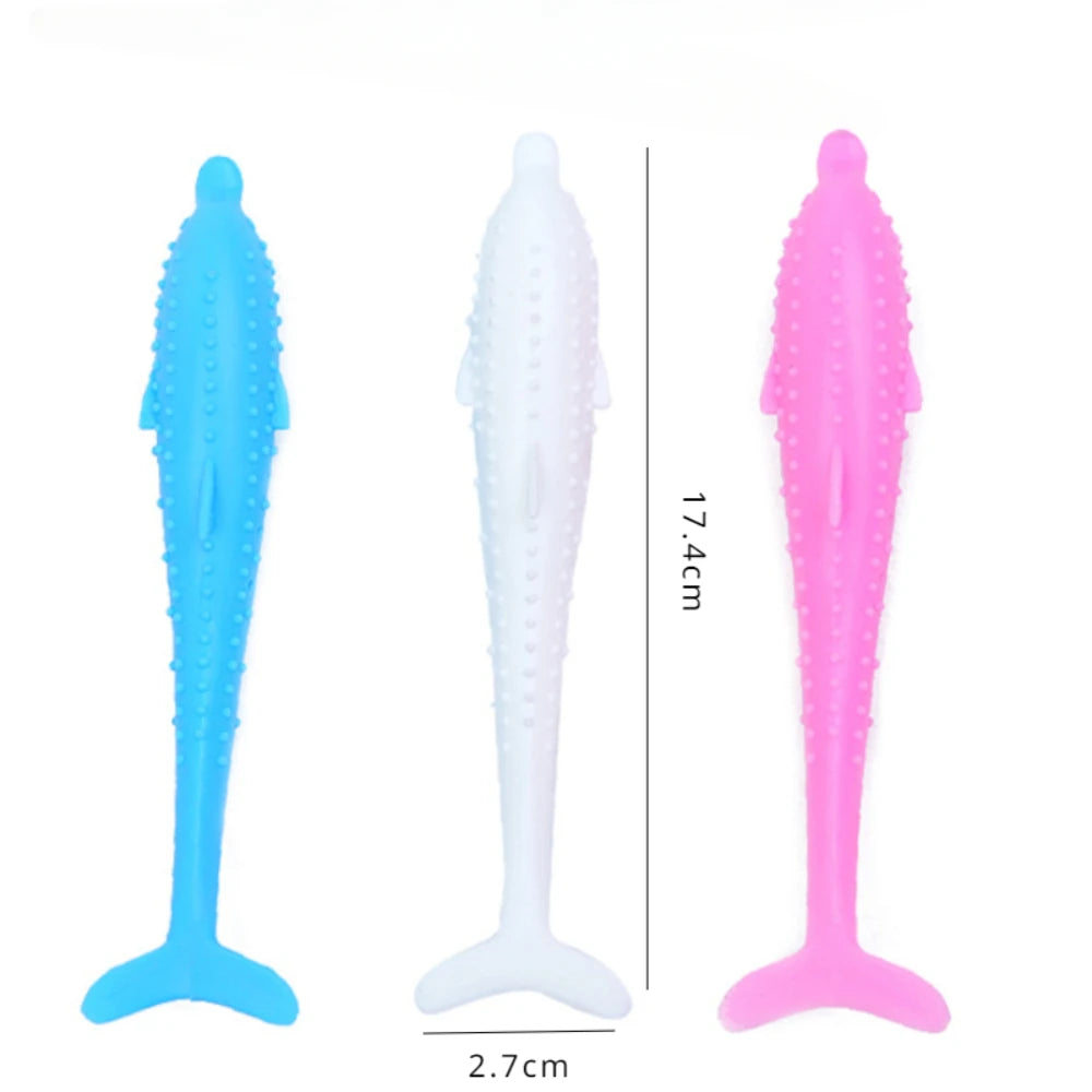 Fish-Shaped Cat Teeth Brushing Toy β Silicone Chew Toy with Catnip
