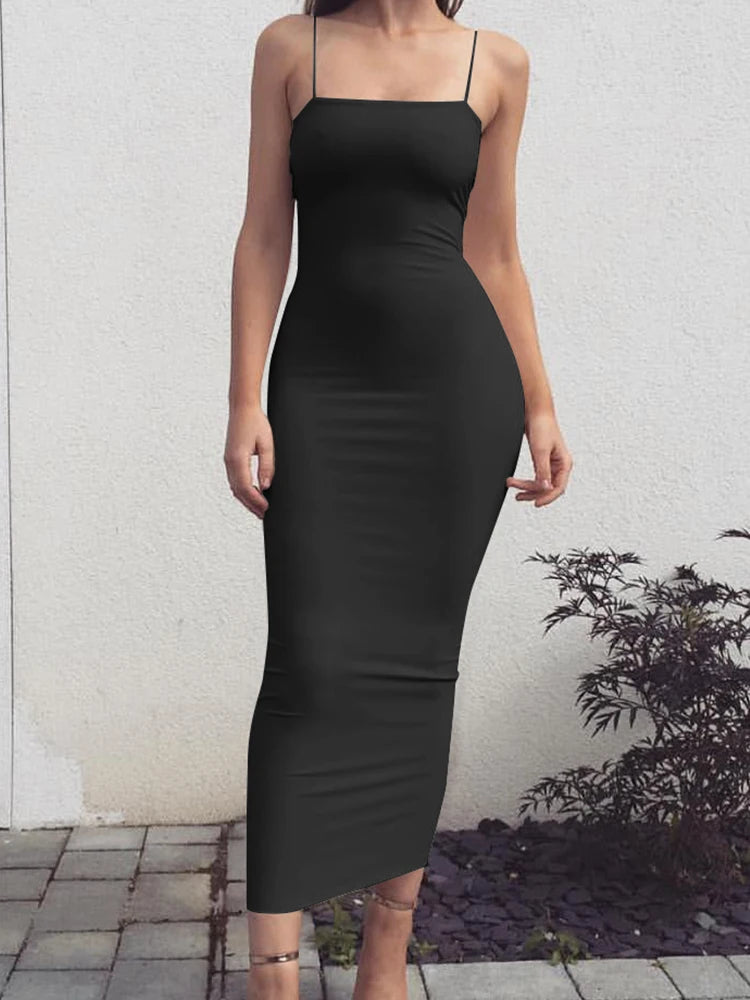 Spring Summer Women's High Elastic Backless Dress