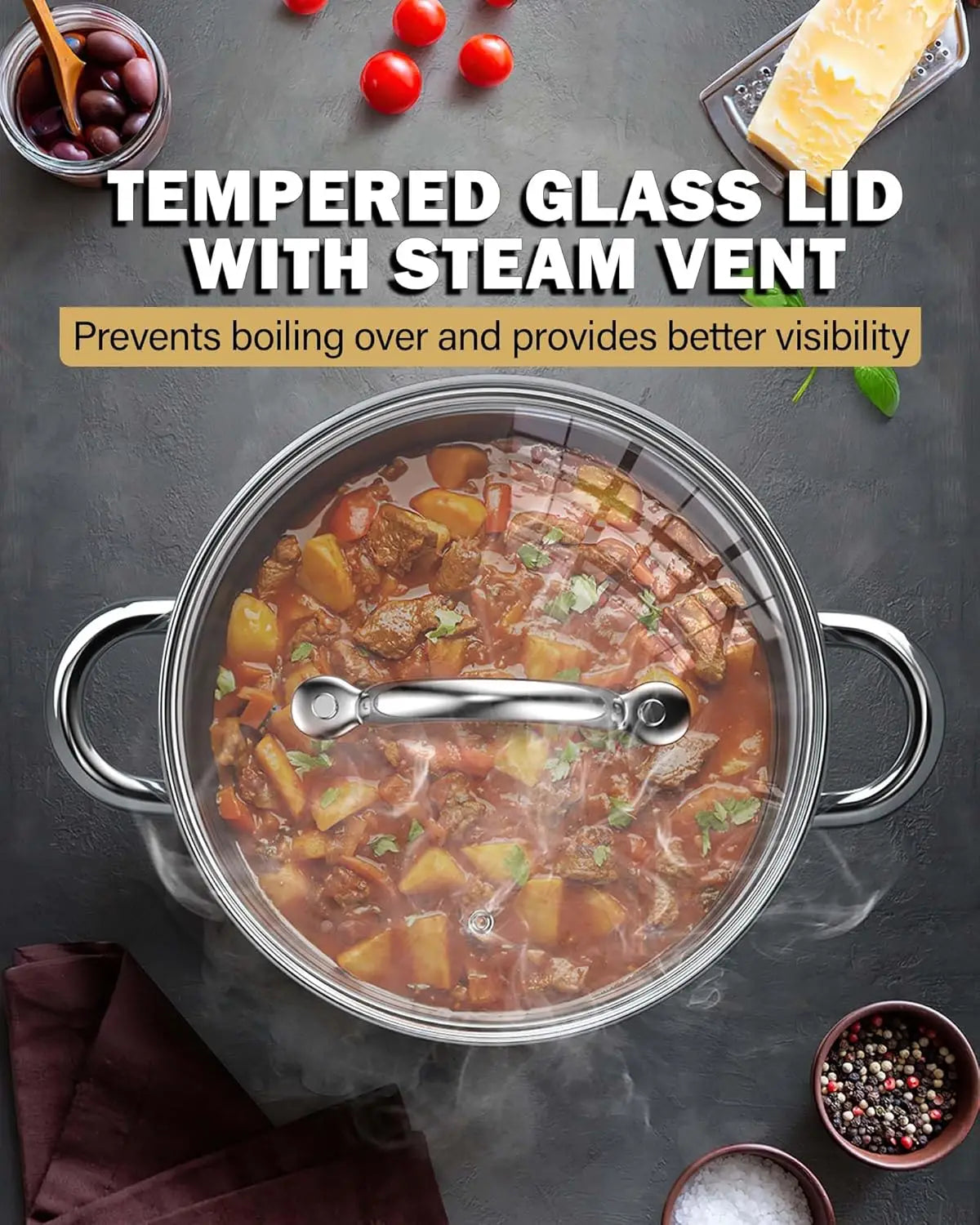 12pc Stainless Cookware Set | Cook N Home Kitchen