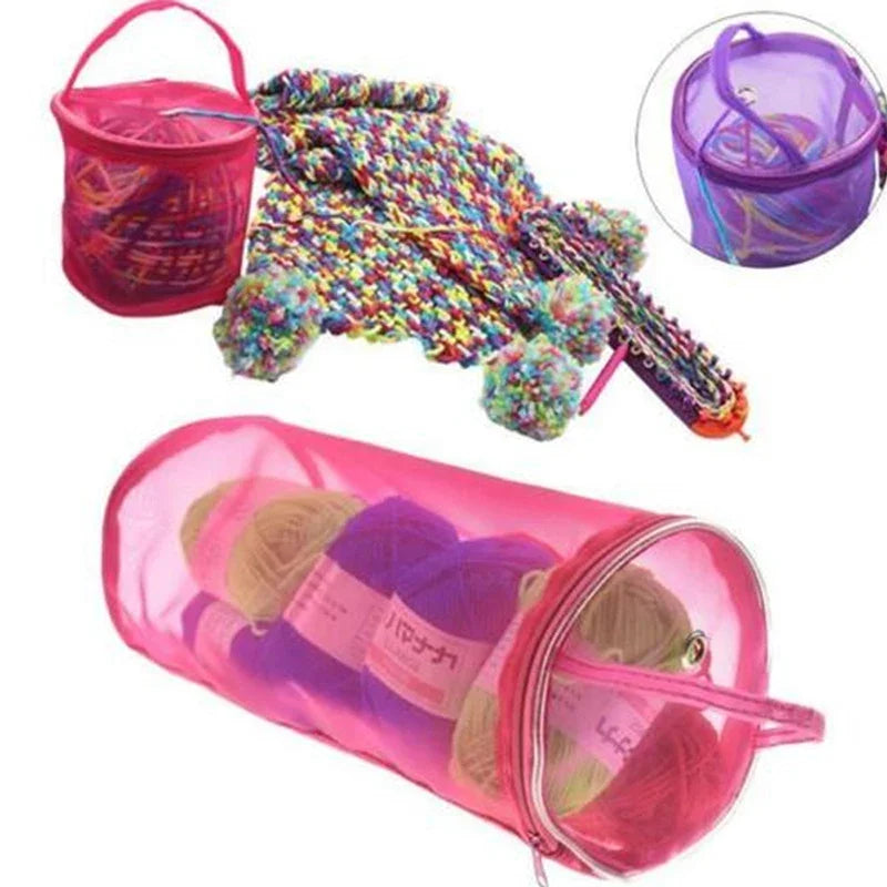 Portable Yarn Storage Bag - Hollow Mesh Knitting Organizer