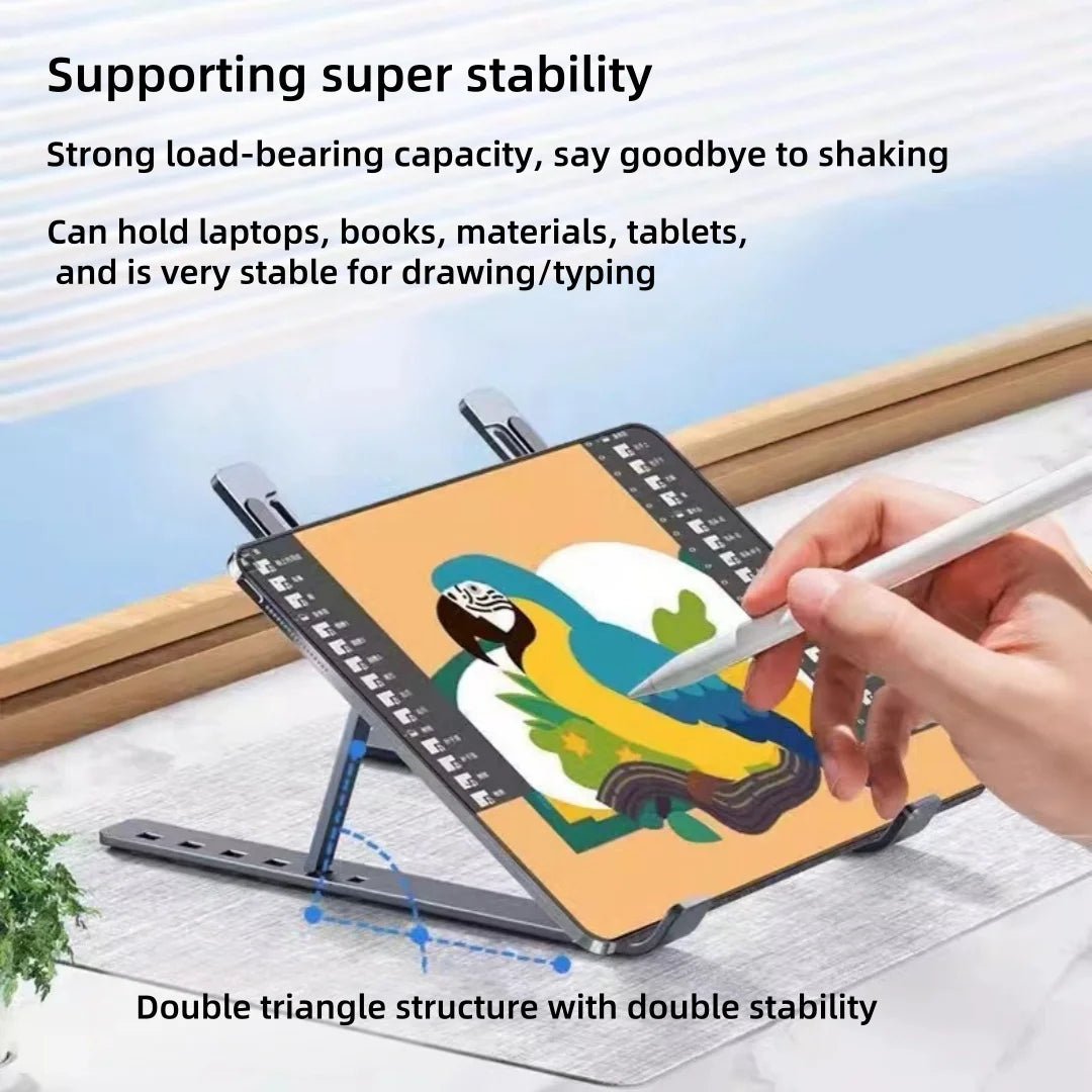 Foldable Aluminum Alloy Laptop Stand - Adjustable Height for iPad