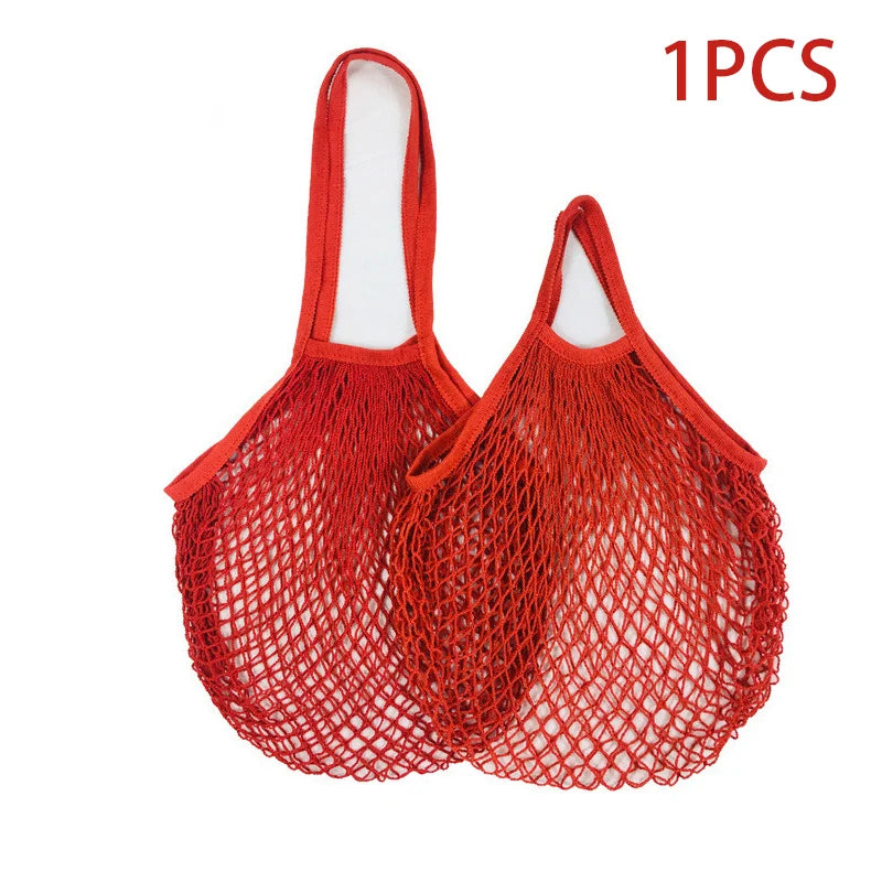 Portable Reusable Grocery Bags - Cotton Mesh String Shopping Tote