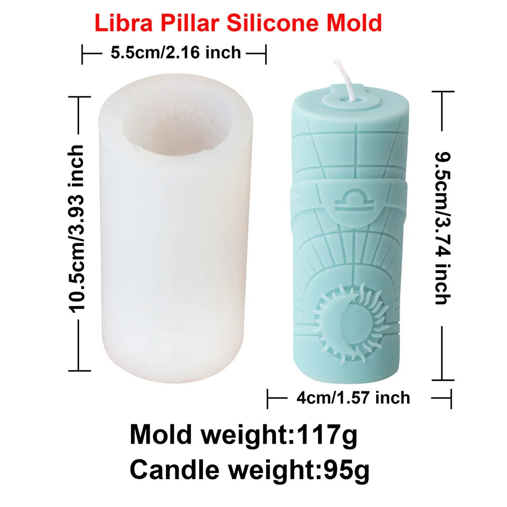 Zodiac Pillar Candle Molds - DIY Constellation Silicone Mold