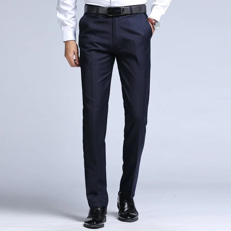 Men's Straight Slim Suit Pants - Formal Trousers