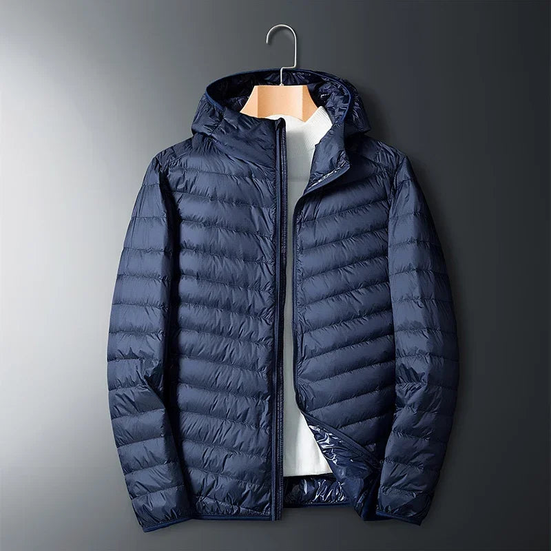 Men’s White Duck Down Jacket - Lightweight & Waterproof