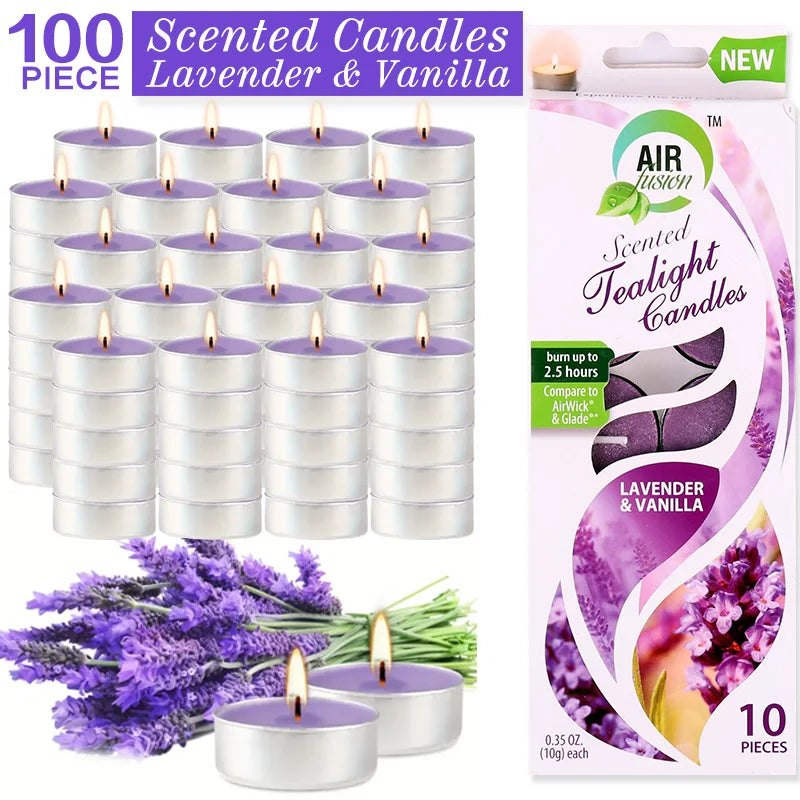 Air Fusion Tea Lights - 100 Count Lavender & Vanilla Scented