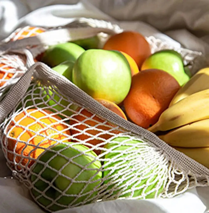 Portable Reusable Grocery Bags - Cotton Mesh String Shopping Tote