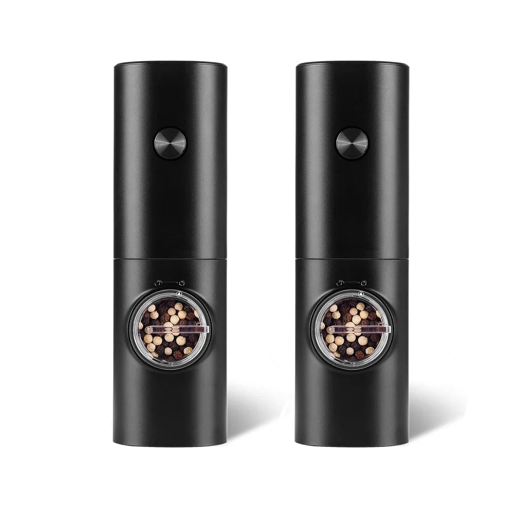 2pcs Electric Pepper & Salt Grinder Set, Battery Powered Adjustable Mill