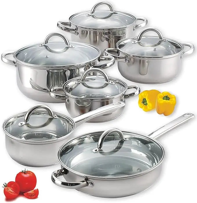 12pc Stainless Cookware Set | Cook N Home Kitchen