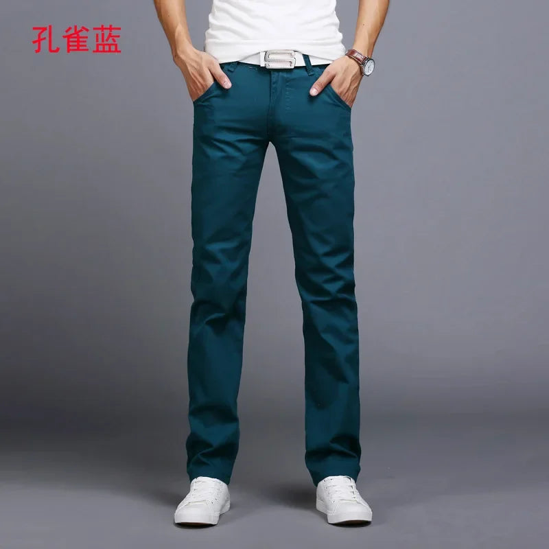 New Spring Casual Pants - Men's Straight Fit Stretch Chino Trousers
