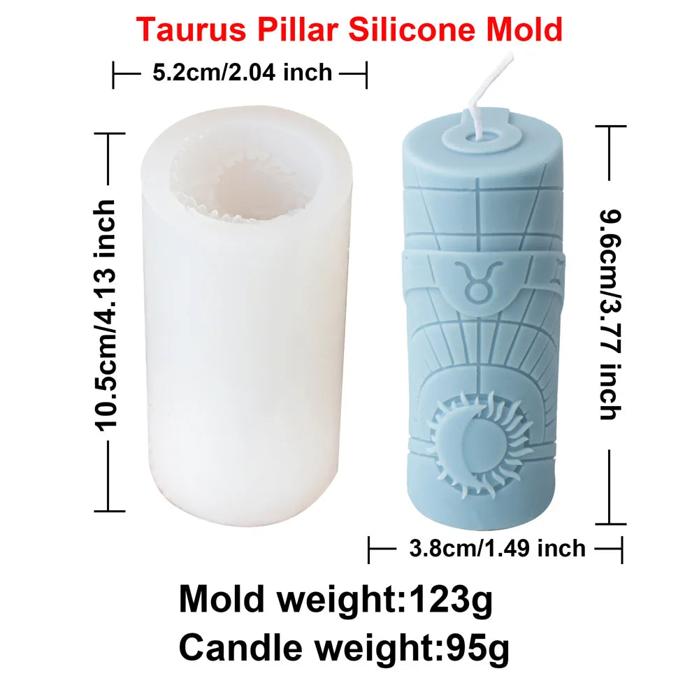 Zodiac Pillar Candle Molds - DIY Constellation Silicone Mold