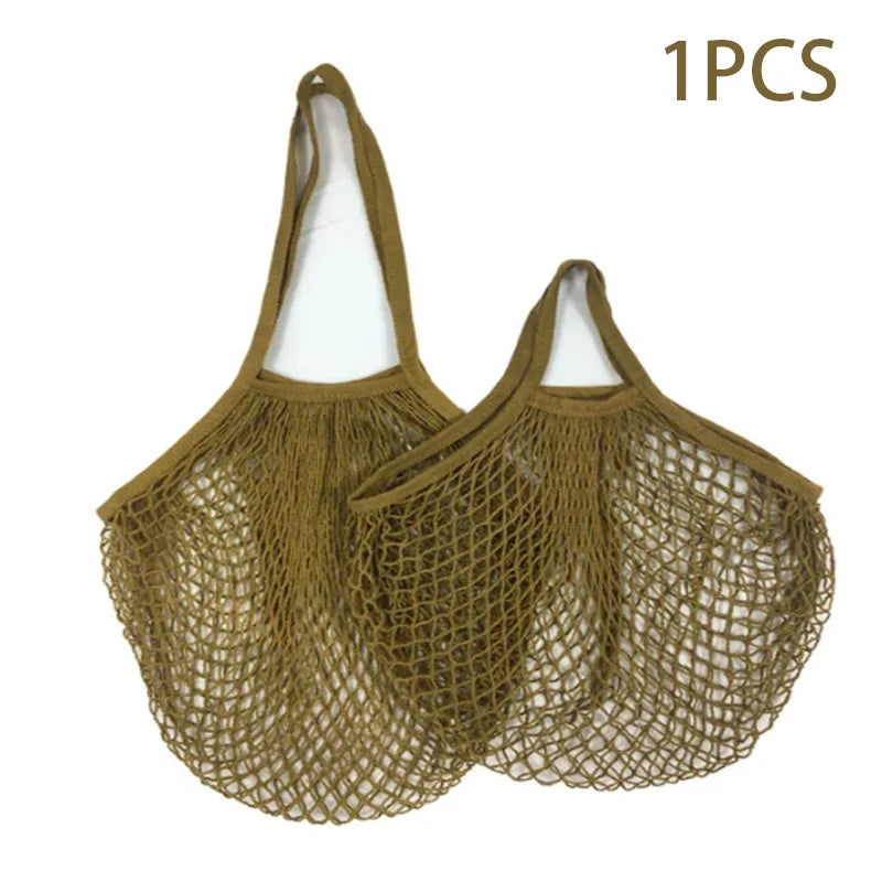 Portable Reusable Grocery Bags - Cotton Mesh String Shopping Tote