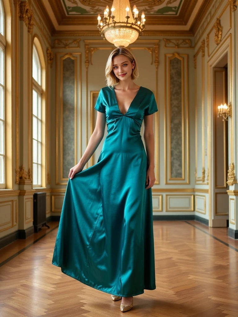 Sexy Green Halter Split Long Dress - Party & Evening Gown