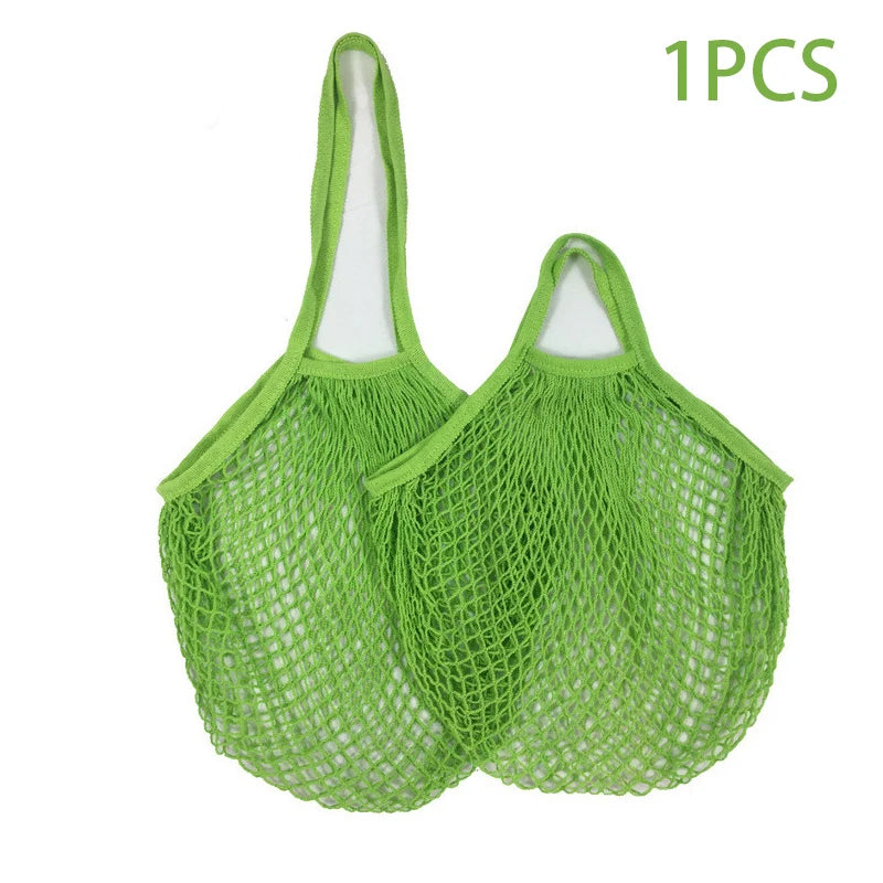 Portable Reusable Grocery Bags - Cotton Mesh String Shopping Tote
