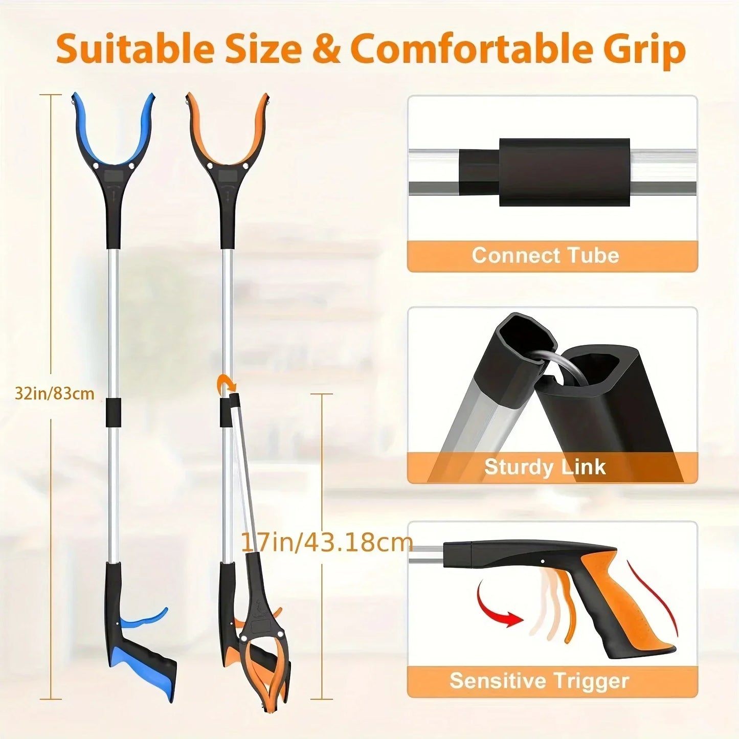 Garbage Picker Gripper With 360 ° Rotating 32" Lightweight Gripper for the Elderly